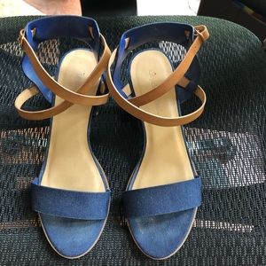 Denim chunk heel sandals